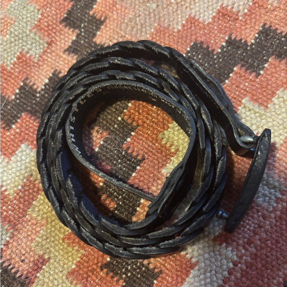Whistles Braided Black Leather Belt
